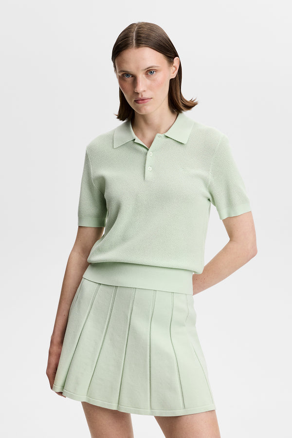 Blake Structure Knit Polo / Subtle Green