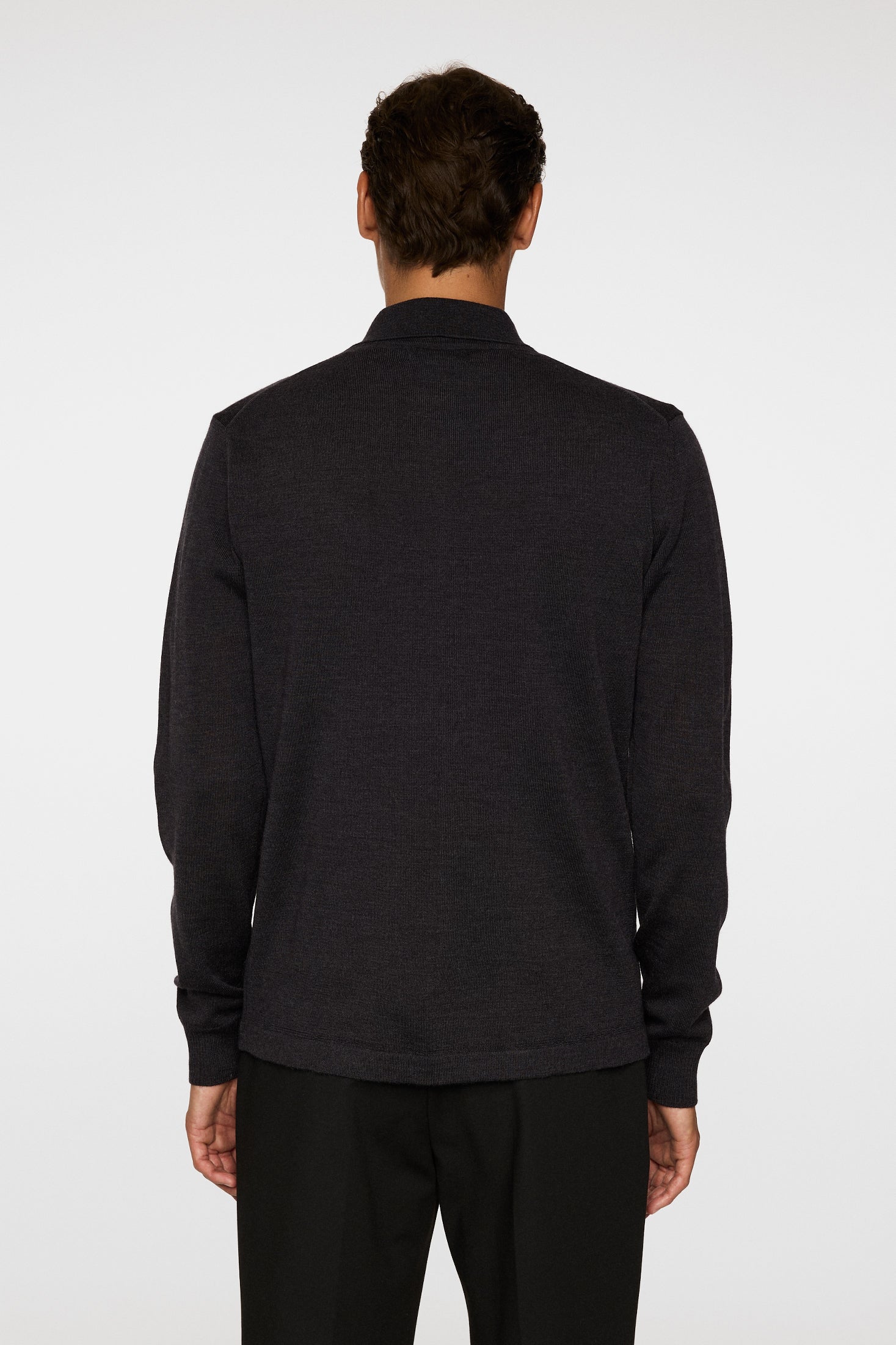 Kaleb Merino Zip Cardigan / Dark Grey Melange | J.Lindeberg Official