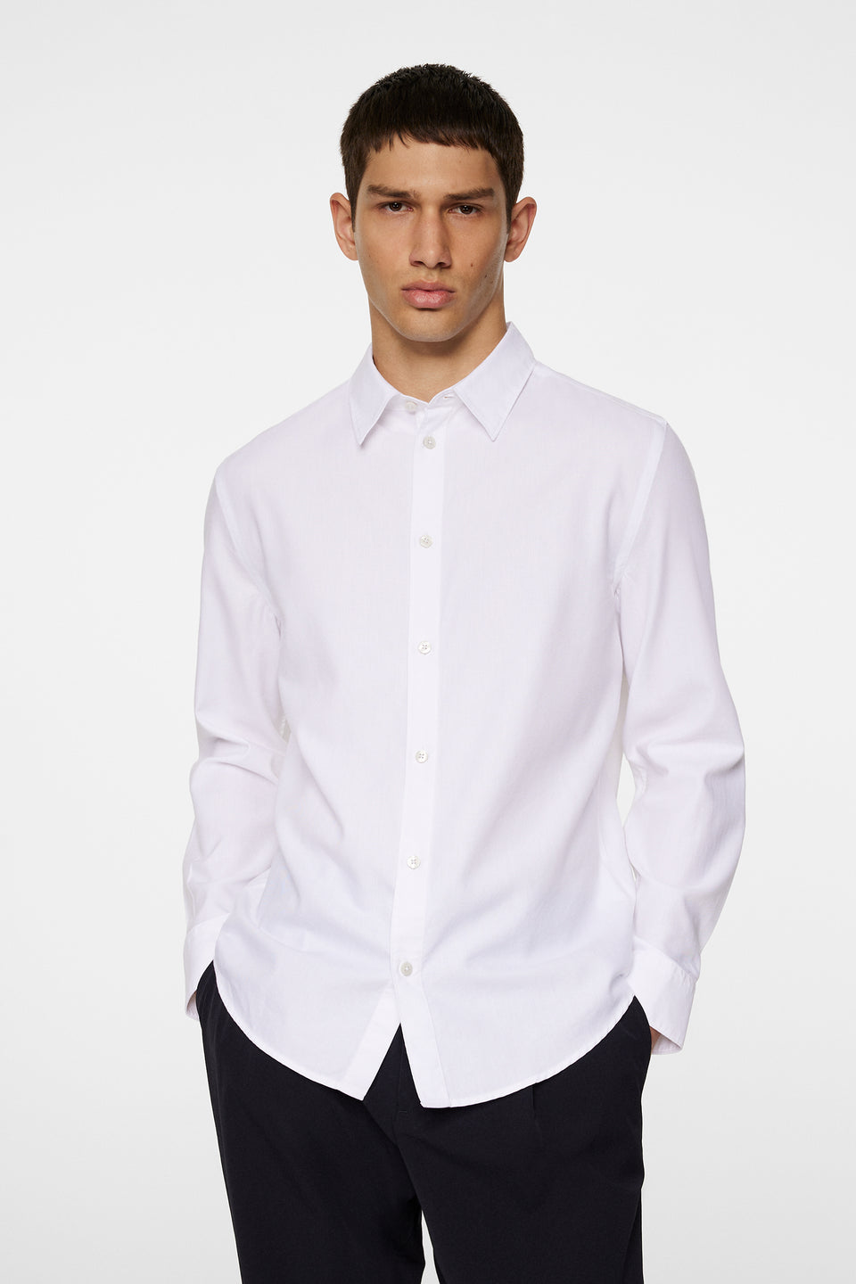 Slim LS Cotton Tencel Shirt / White