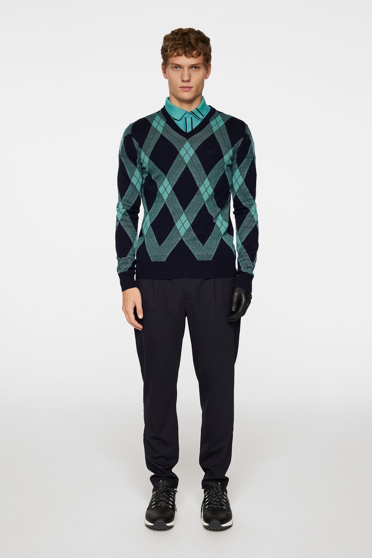 Billy V Neck Knit / Glenmuir Tartan Teal L
