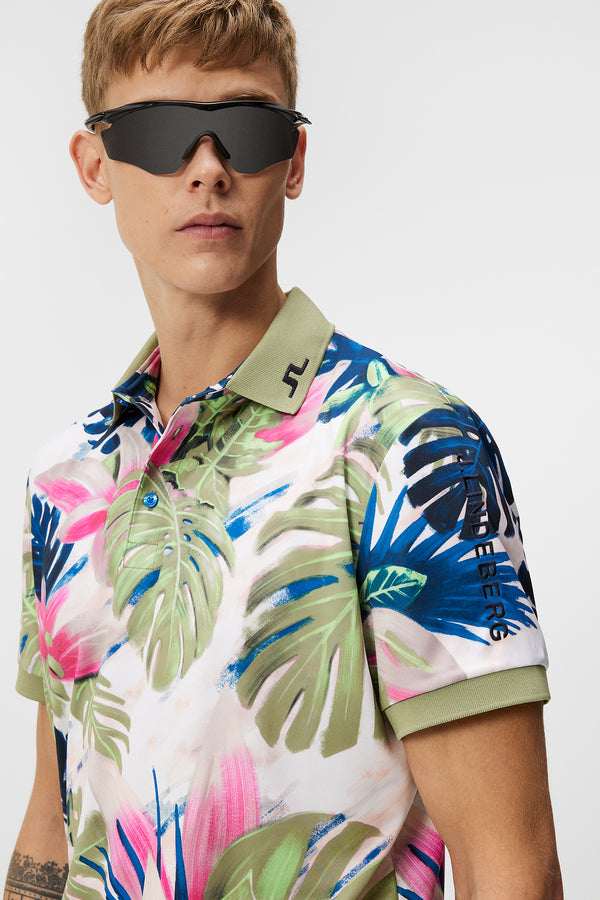 Tour Tech Reg Fit Print Polo / Calypso Oil Green