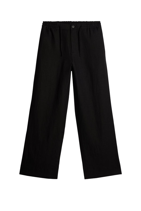 Noah Drape Linen Pants / Black
