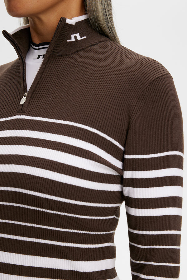 Cheryl Knitted Zip Sweater / Seal Brown