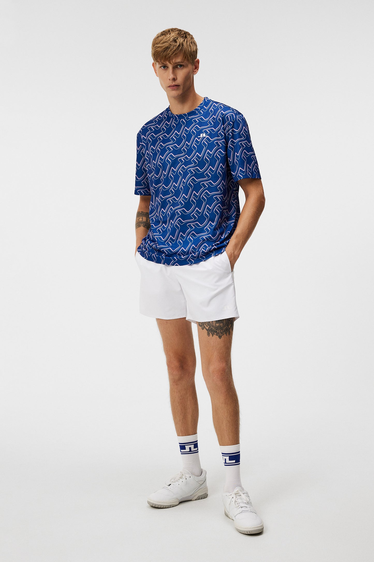 Ade Print T-shirt / Outline Bridge Wave Blue