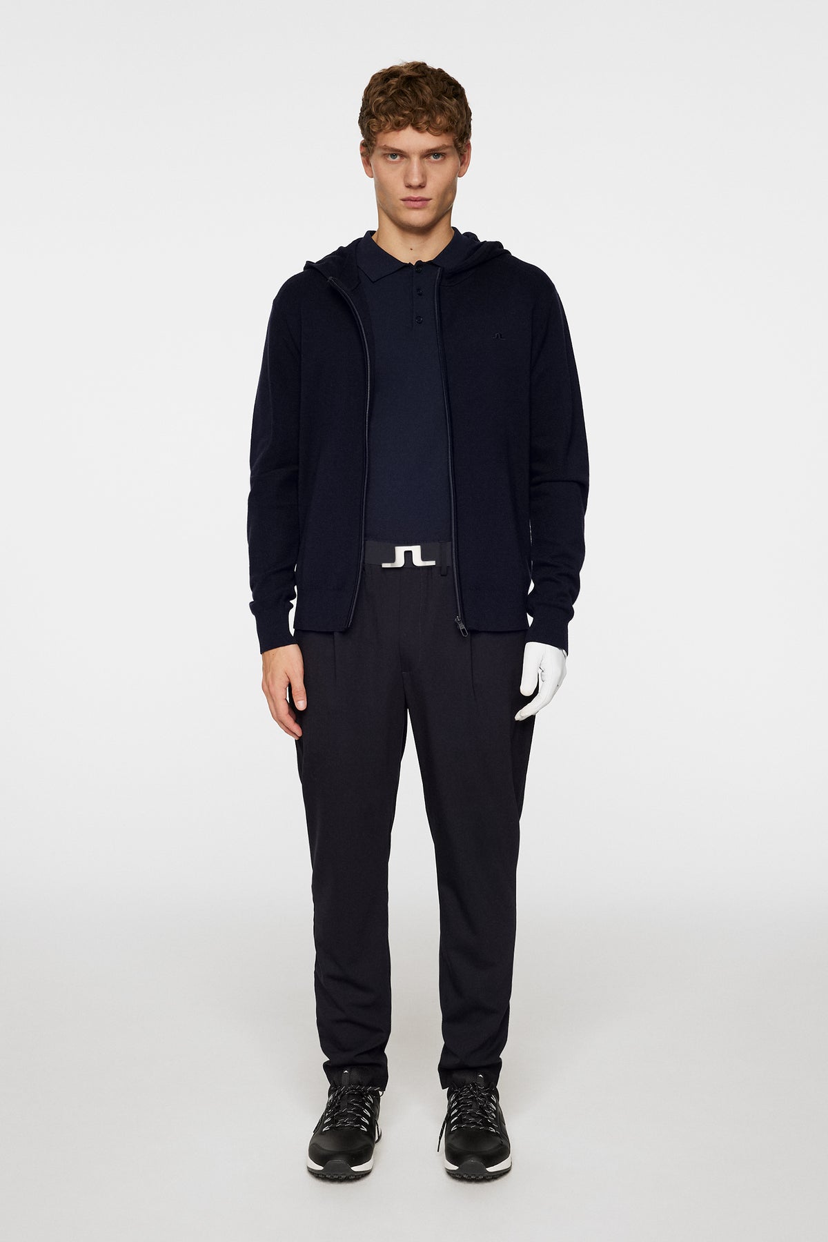 Cameron Hooded Knit Full Zip / JL Navy