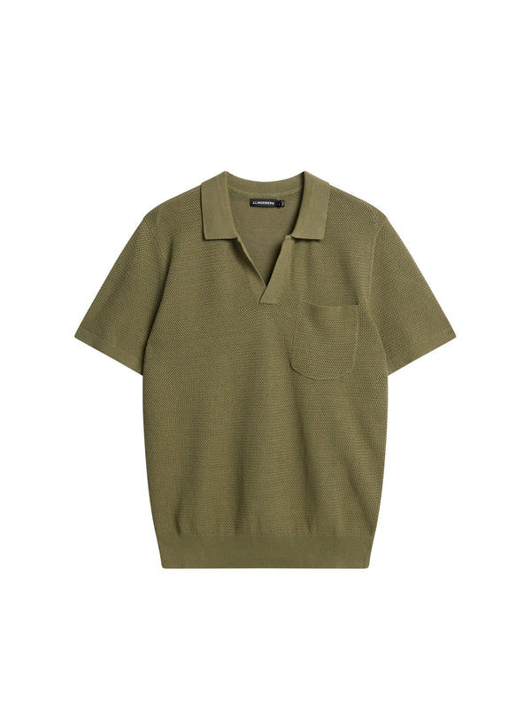 Ben Open Collar Polo / Oil Green