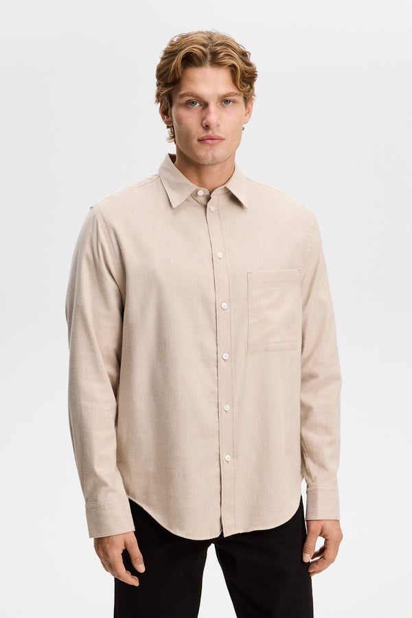 Zachary Flannel Melange Shirt / Moonbeam Melange