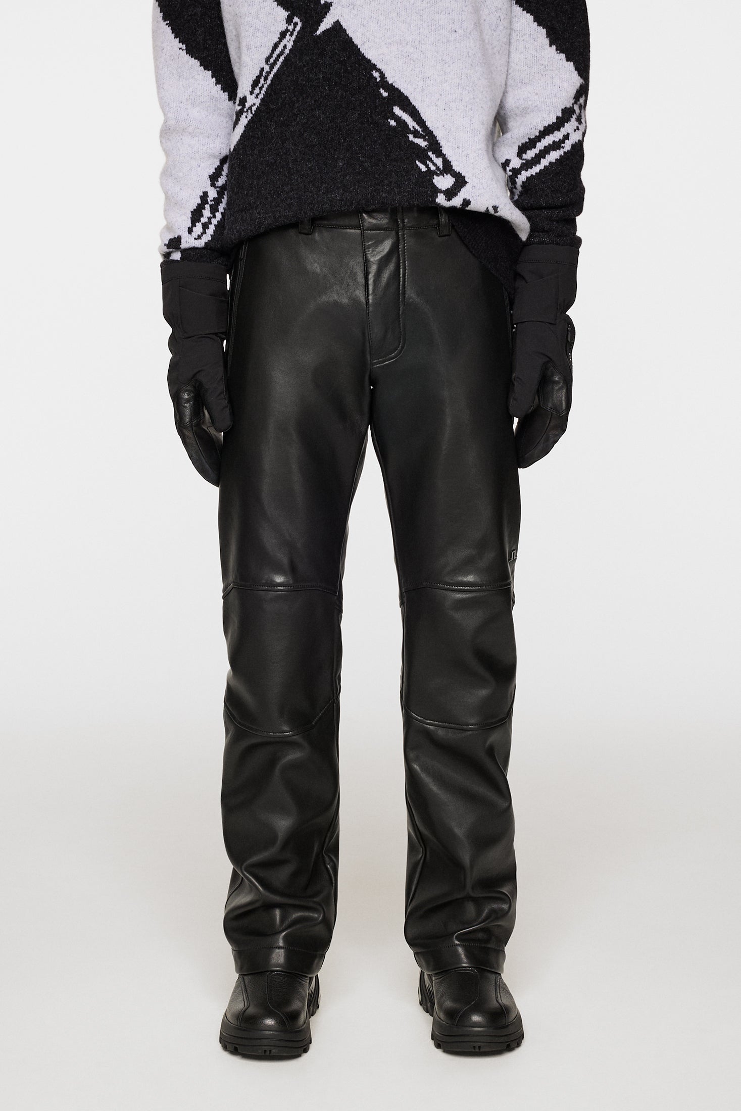 パンツ goar.archive Matte leather black pants L GORGLITTER Men's High Waist Straight Leg PU Faux Leather Biker