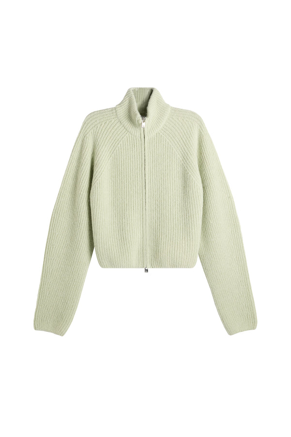 Whitney Rib Knit Full Zip / Subtle Green