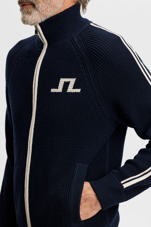 Craig Zip Knit Cardigan / JL Navy