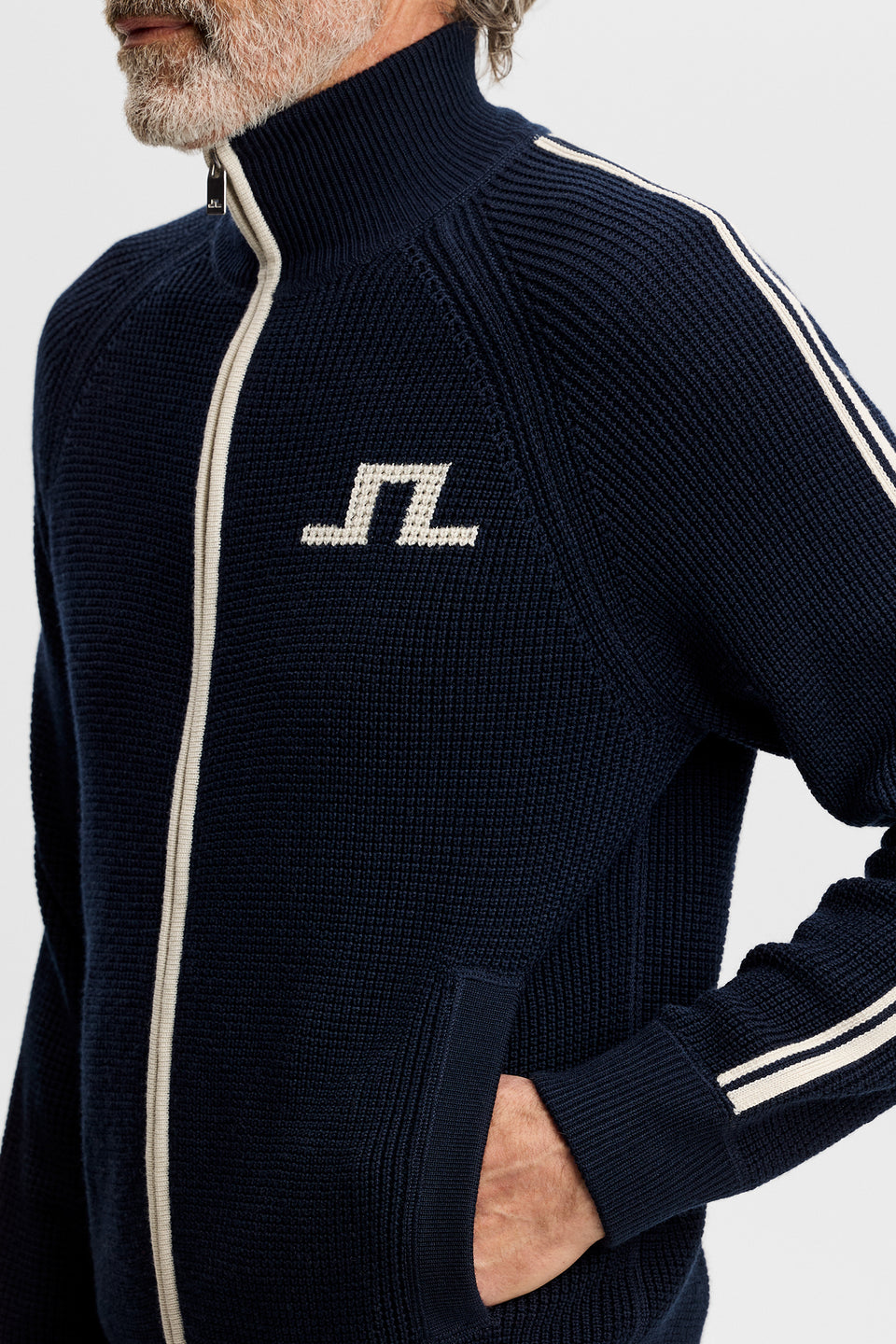 Craig Zip Knit Cardigan / JL Navy