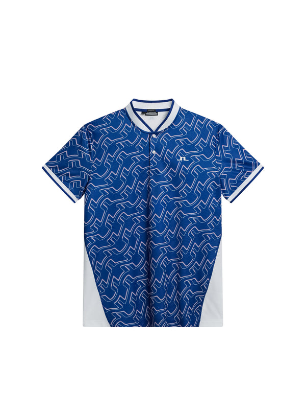 Jensen Print Reg Fit Polo / Outline Bridge Wave Blue