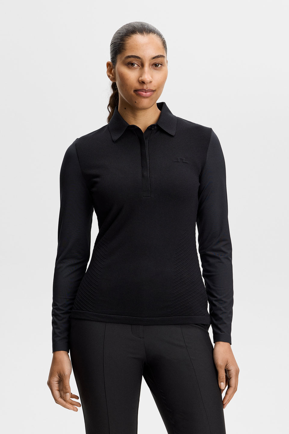 Kailey LS Hybrid Knit Polo / Black