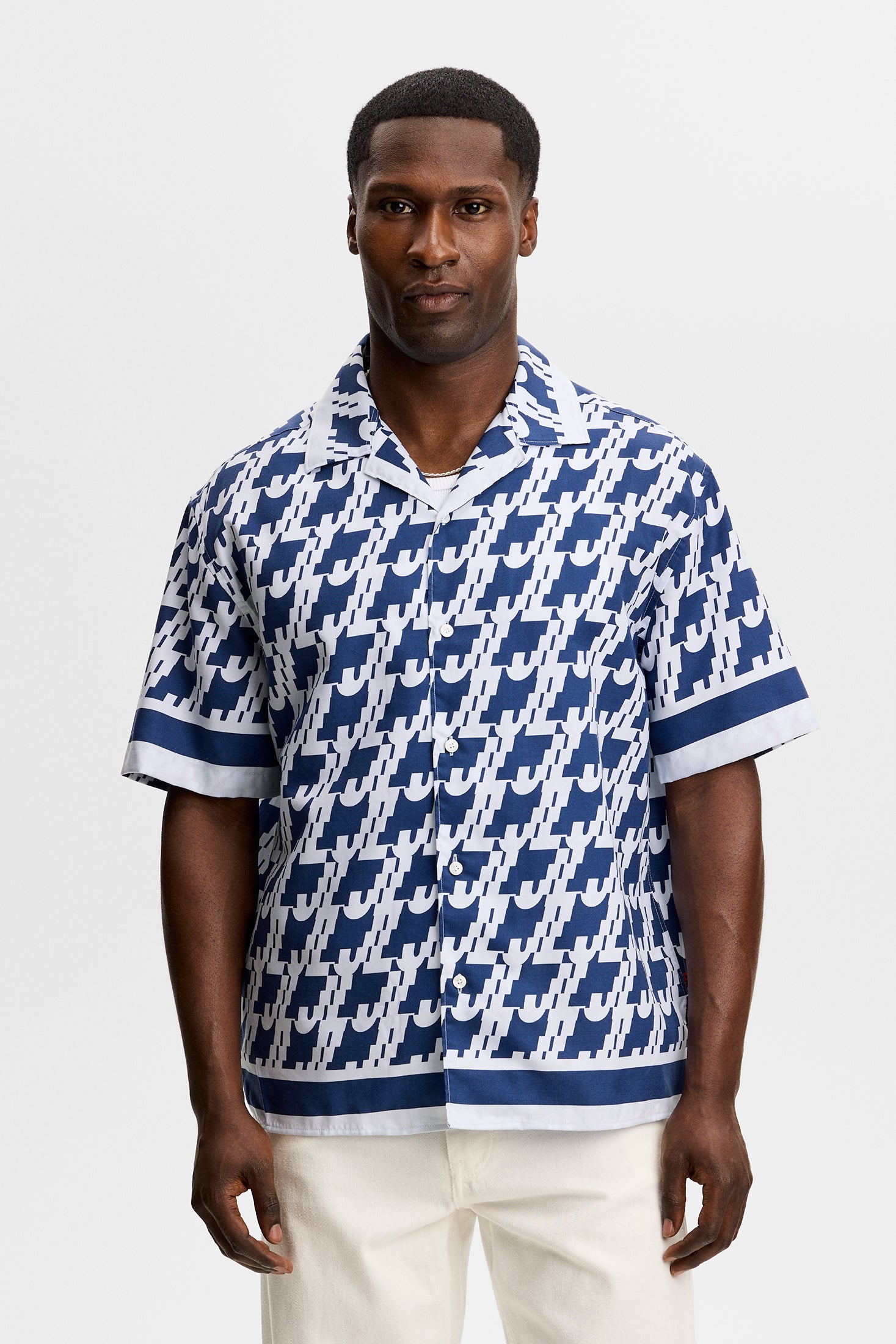 Ellis Border Resort Shirt / Estate Blue | J.Lindeberg Official