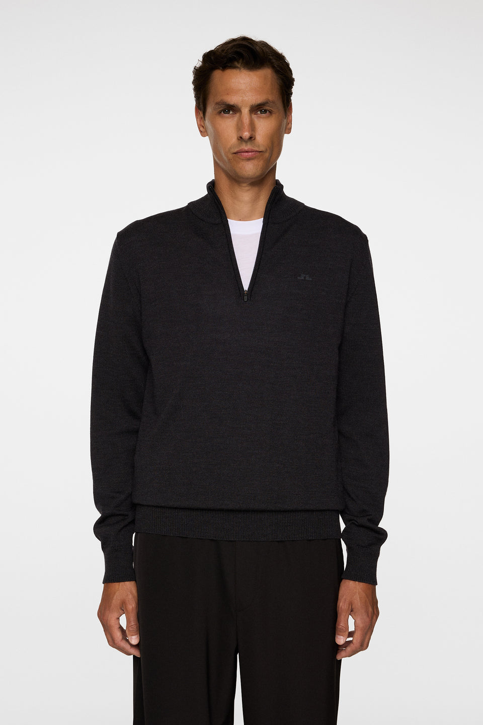 Kiyan Merino Quarter Zip / Dark Grey Melange