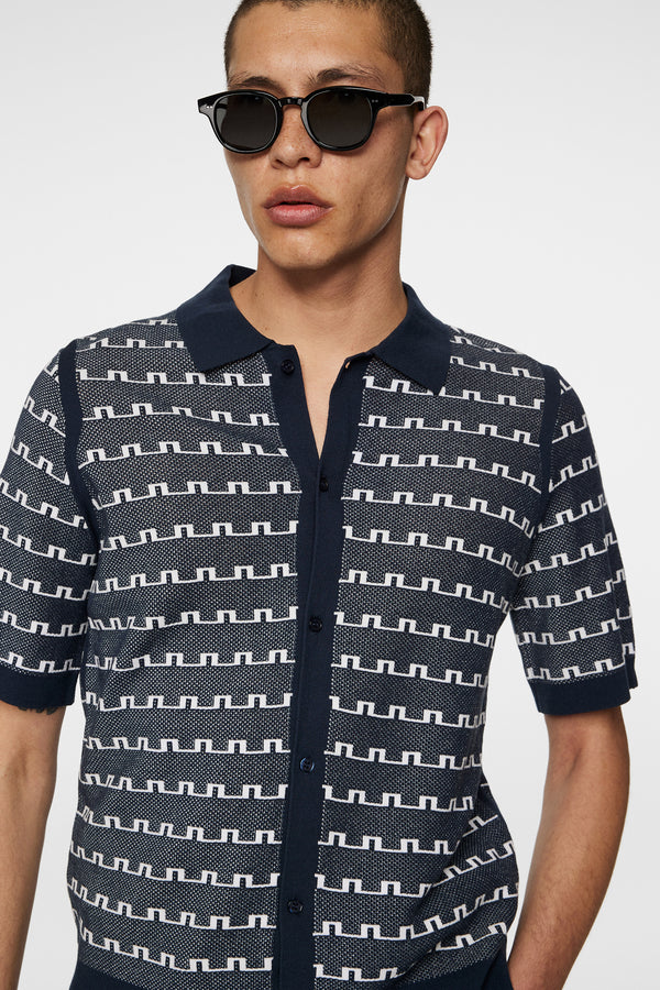 Rolando Logo Jacquard  Polo / JL Navy