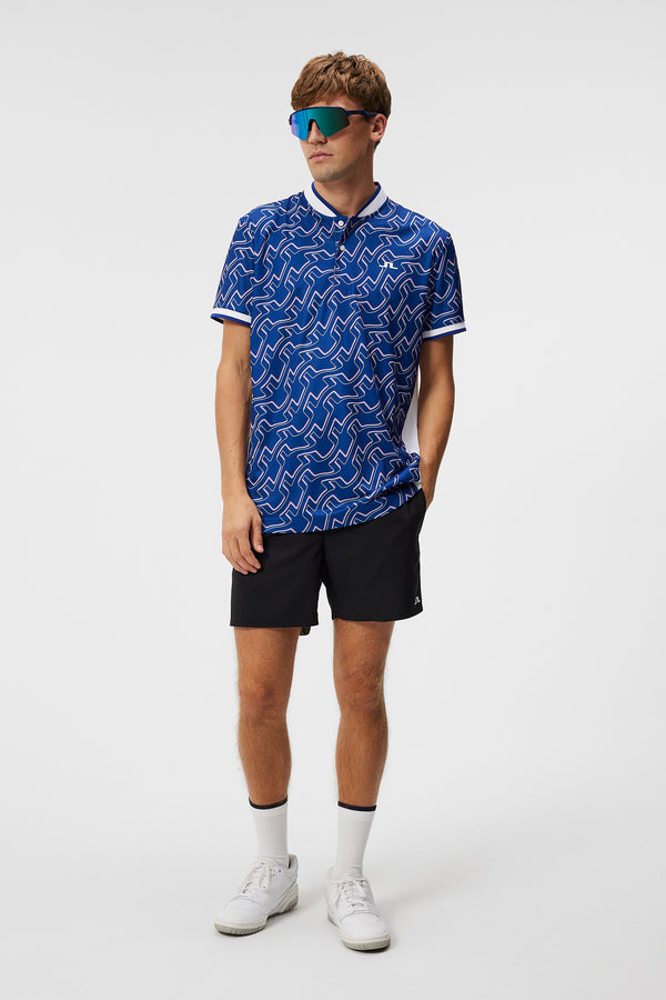 Jensen Print Reg Fit Polo / Outline Bridge Wave Blue