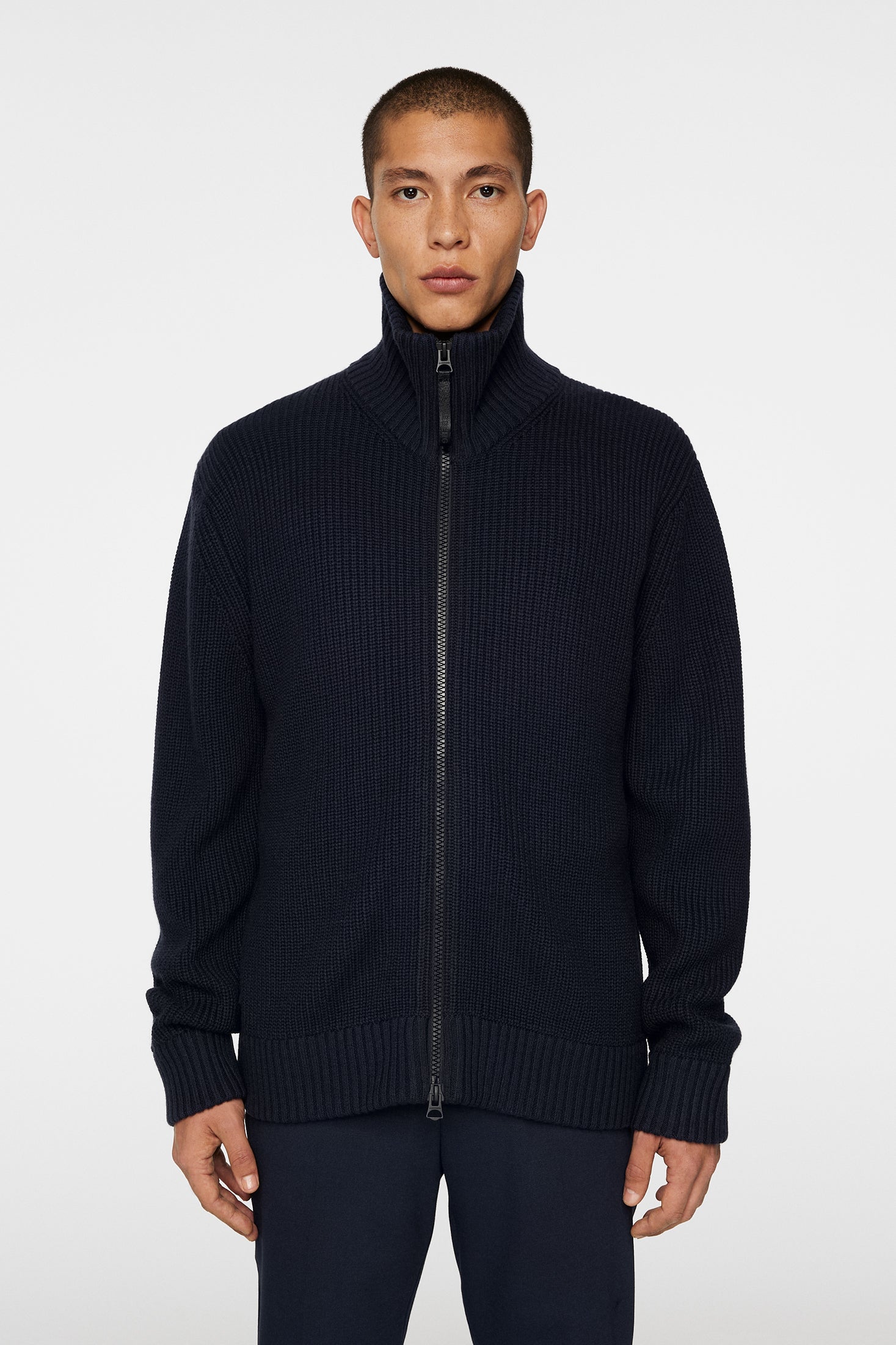 Navy zipped cardigan store