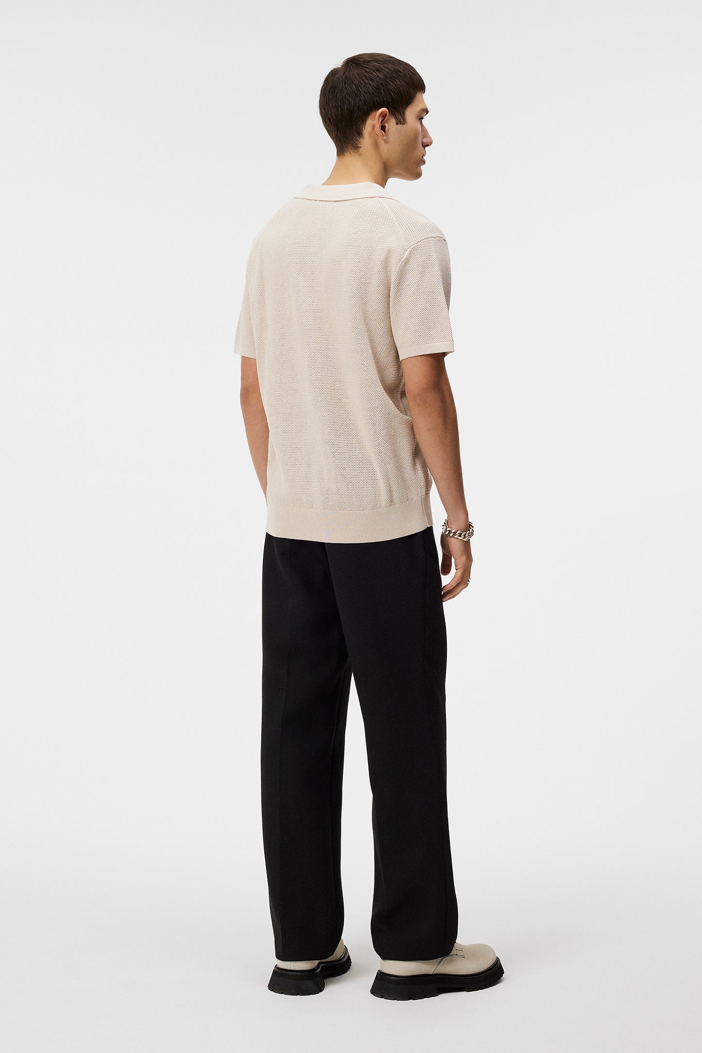 Ben Open Collar Polo / Moonbeam