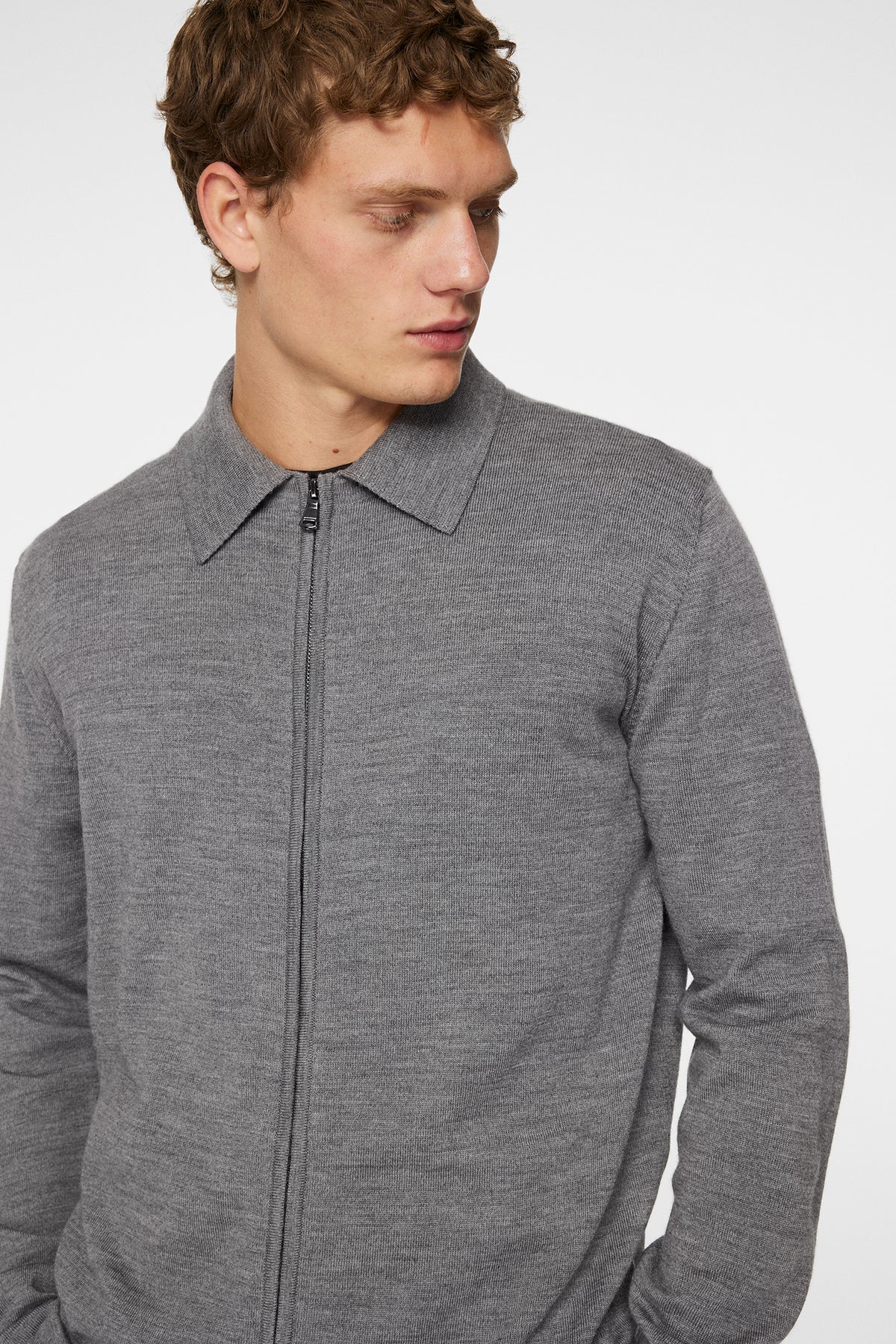 Kaleb Merino Zip Cardigan / Mid Grey Melange – J.Lindeberg