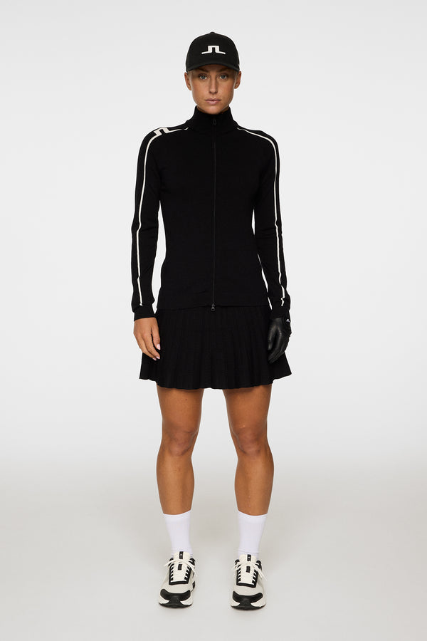 Aubree Knitted Zip Sweater / Black