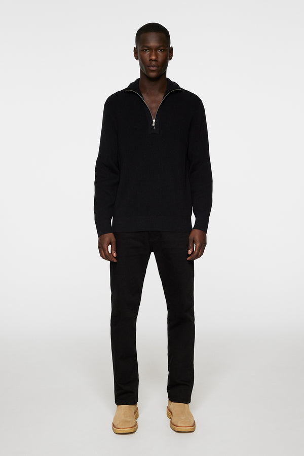 Alex Half Zip Knitted Sweater / Black