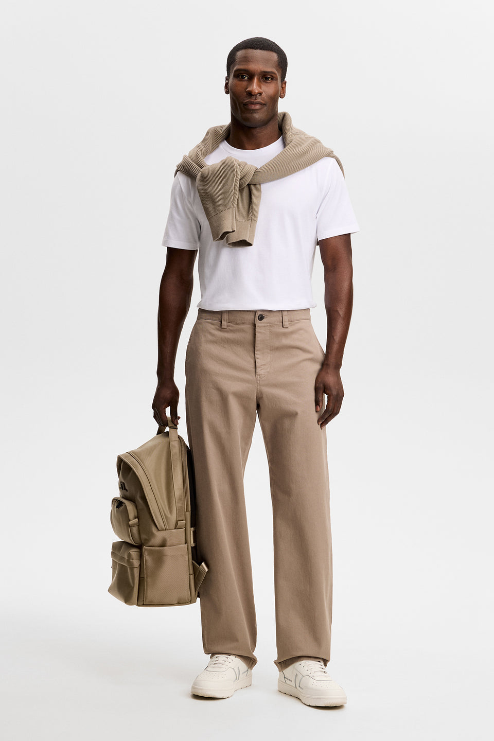 Devyn Straight Cotton Pants / Brindle