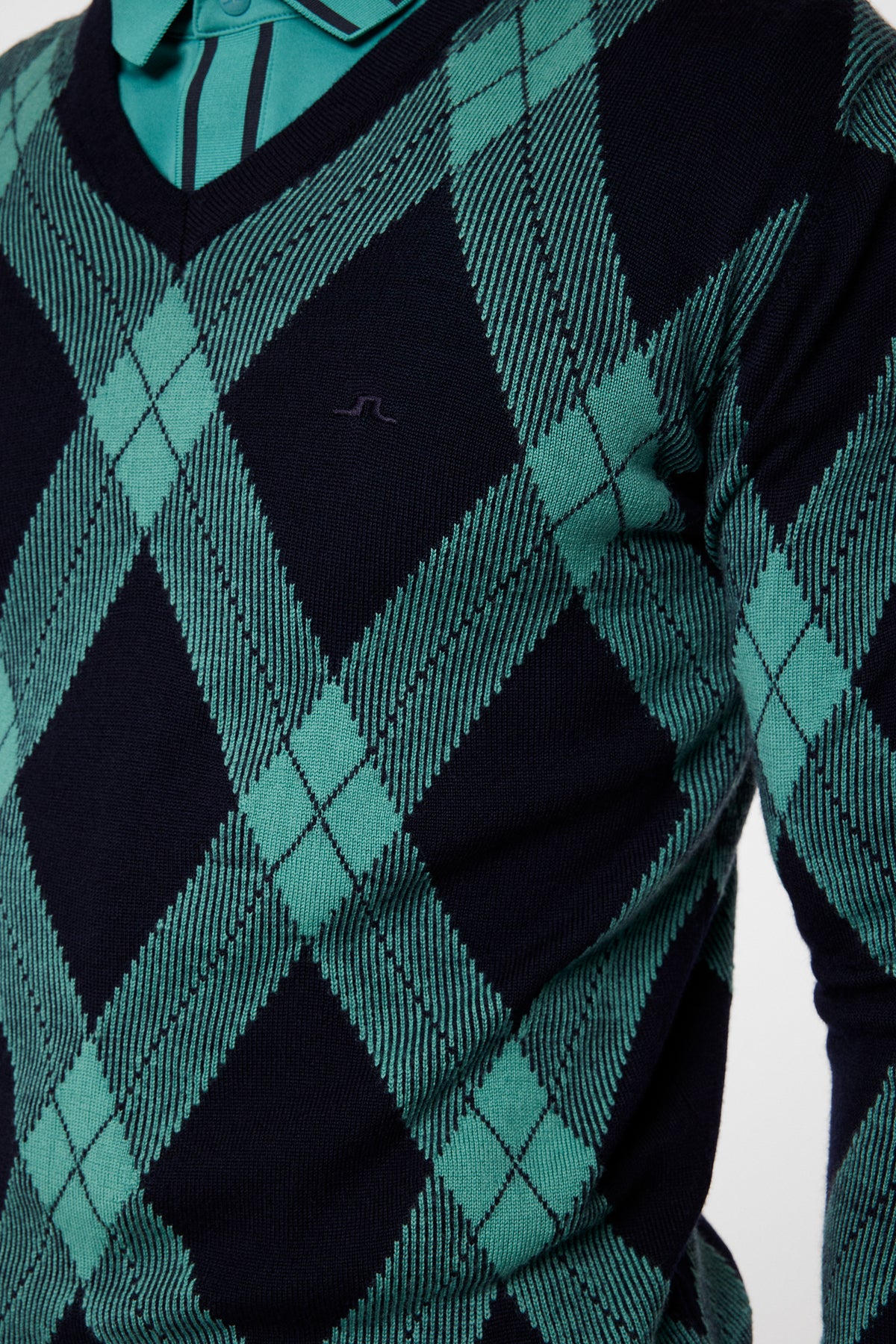 Billy V Neck Knit / Glenmuir Tartan Teal L