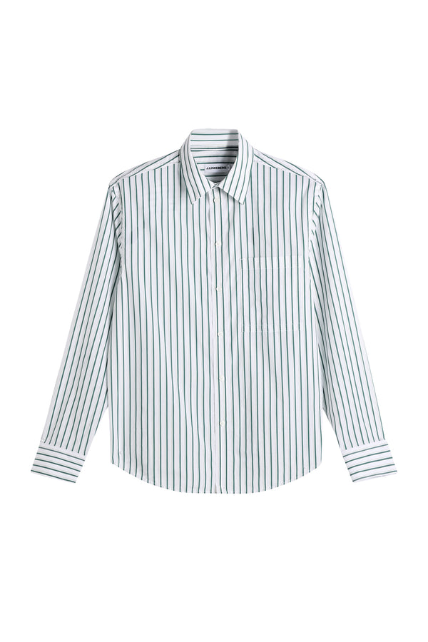 Zachary Cotton Stripe Shirt / Forest Biome
