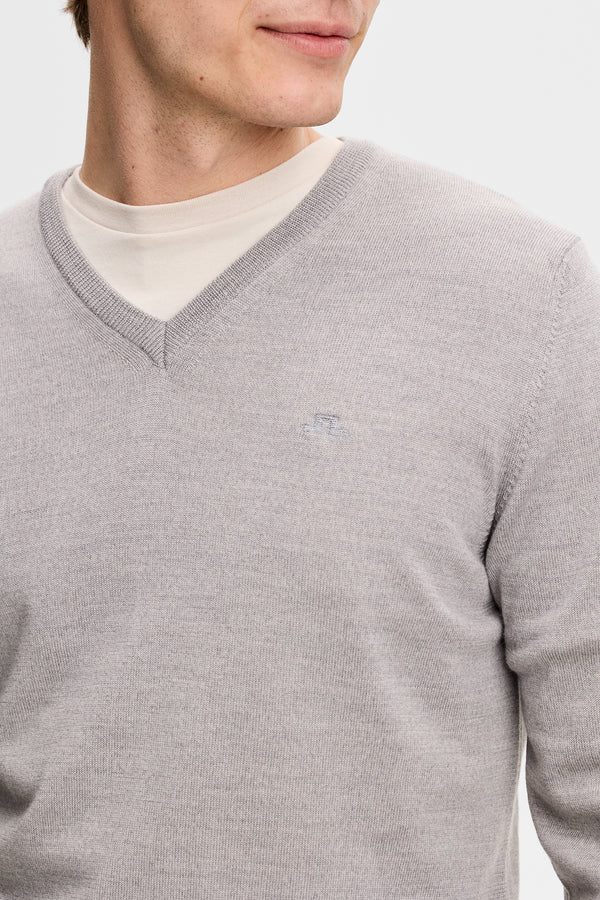 Lymann Knitted Sweater / Light Grey Melange