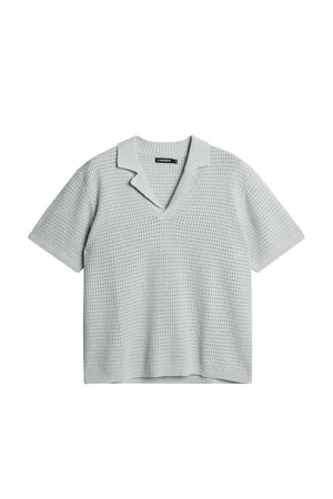 Ethan Open Collar Knit Polo / Winter Sky