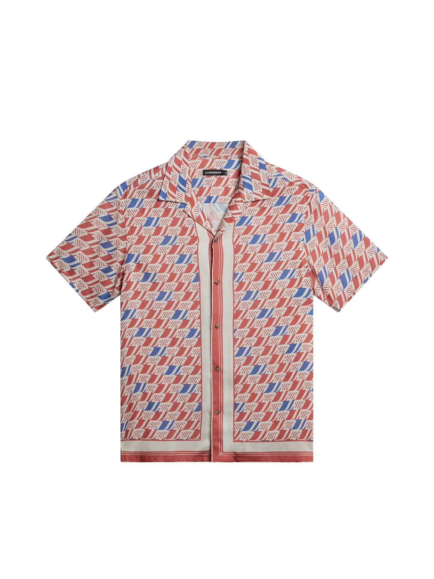 Elio Tencel Moto Print Shirt / Moto Monogram Border Cedar