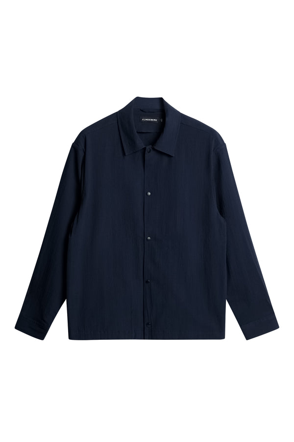 Celian Seersucker Overshirt / JL Navy