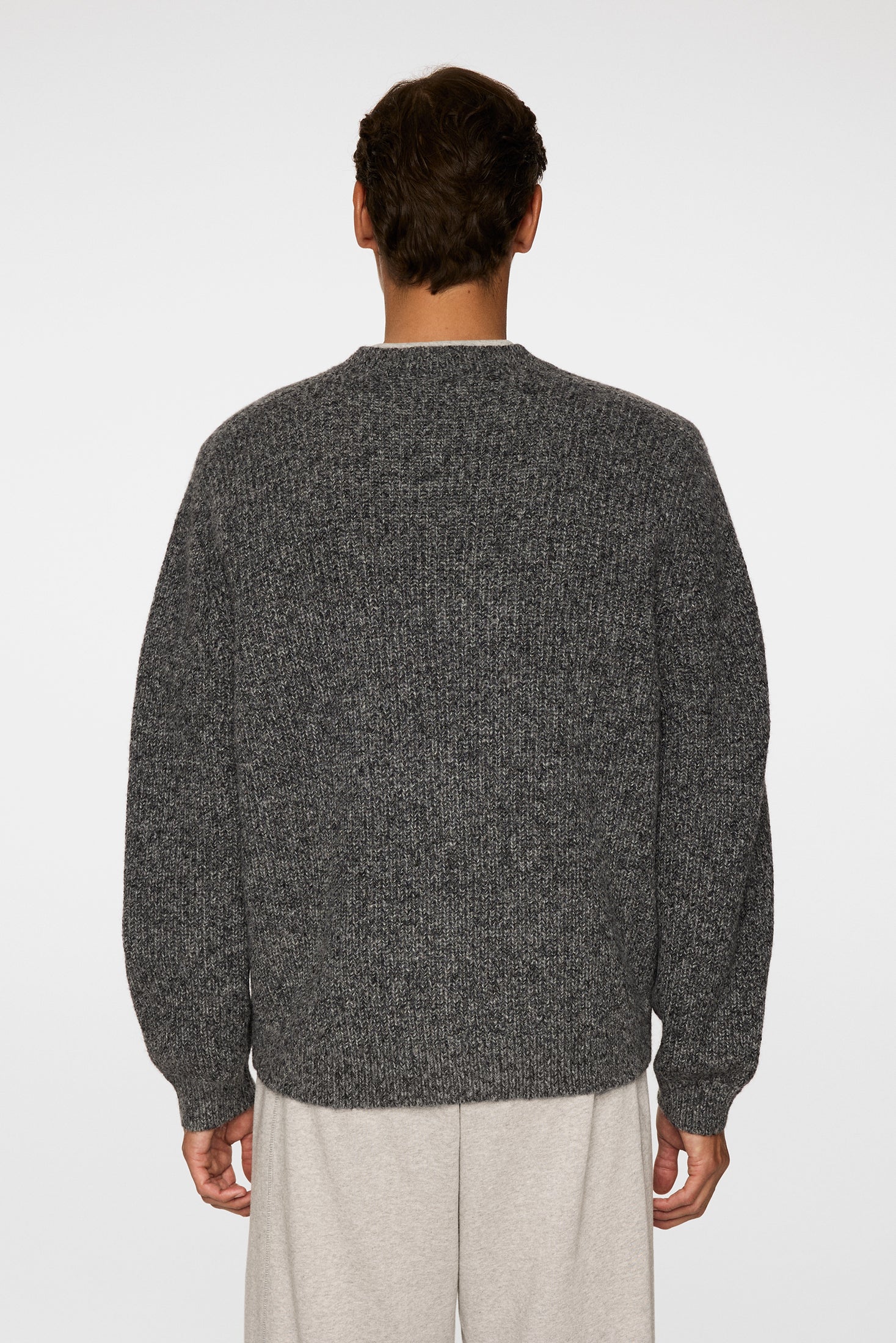 Vitor V-neck Heavy Knit / Dark Grey Melange | J.Lindeberg Official