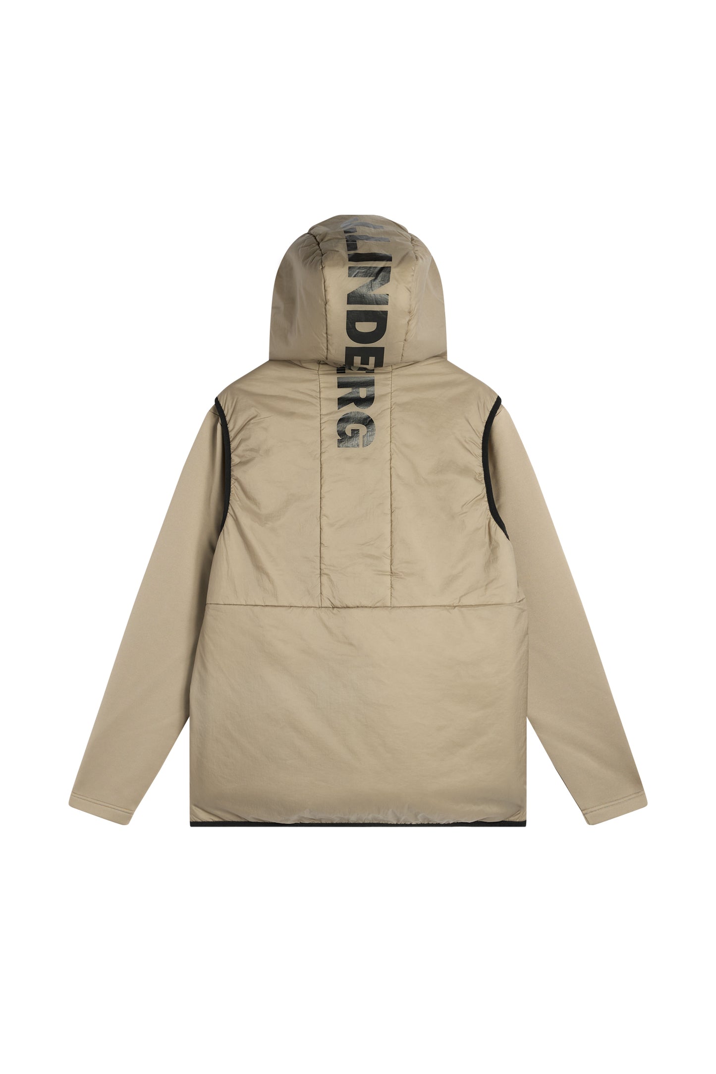 Vue de dos : M Solarcore 3 in 1 Jacket en Brindle avec dos matelassé et capuche ornée du logo J.LINDEBERG.