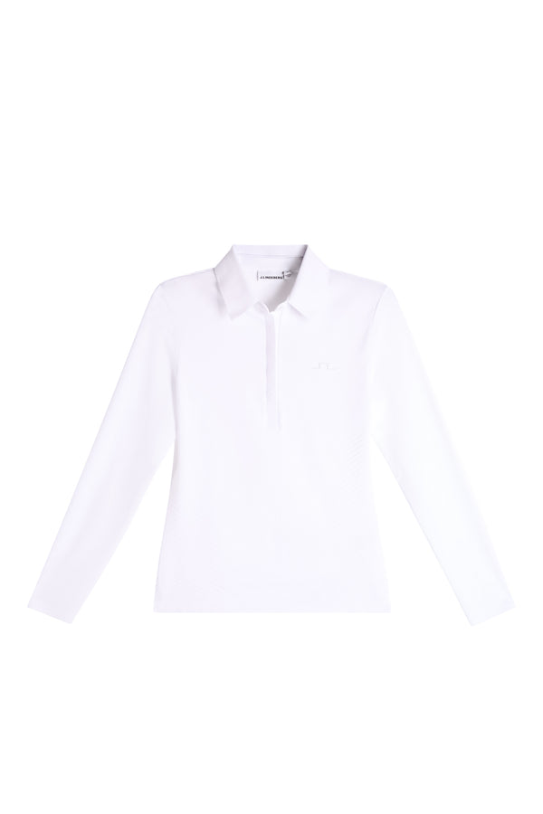 Kailey LS Hybrid Knit Polo / White