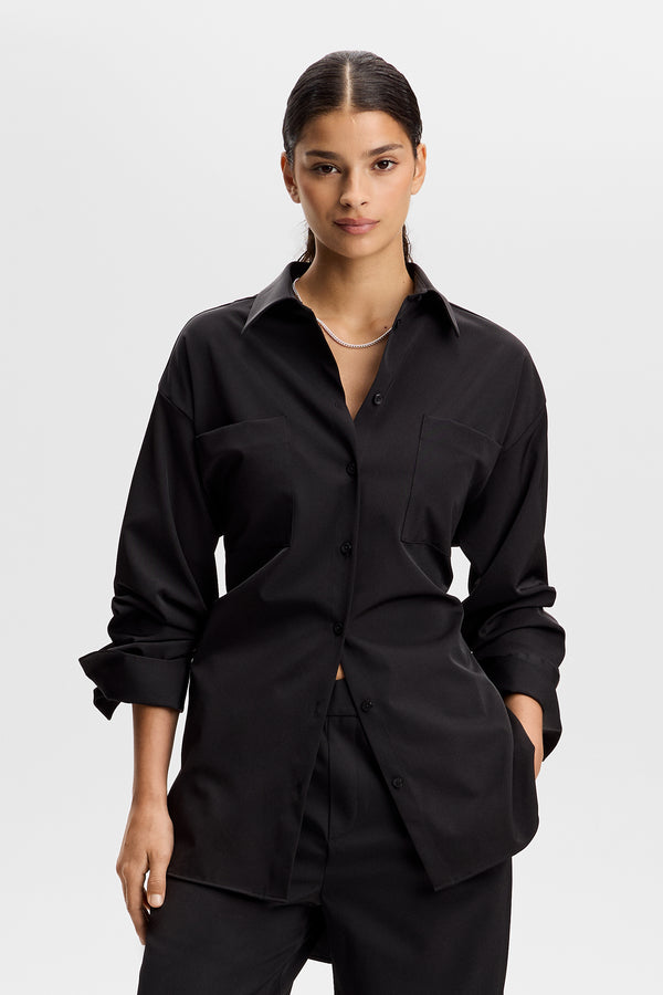 Willow Tech Drape Shirt / Black