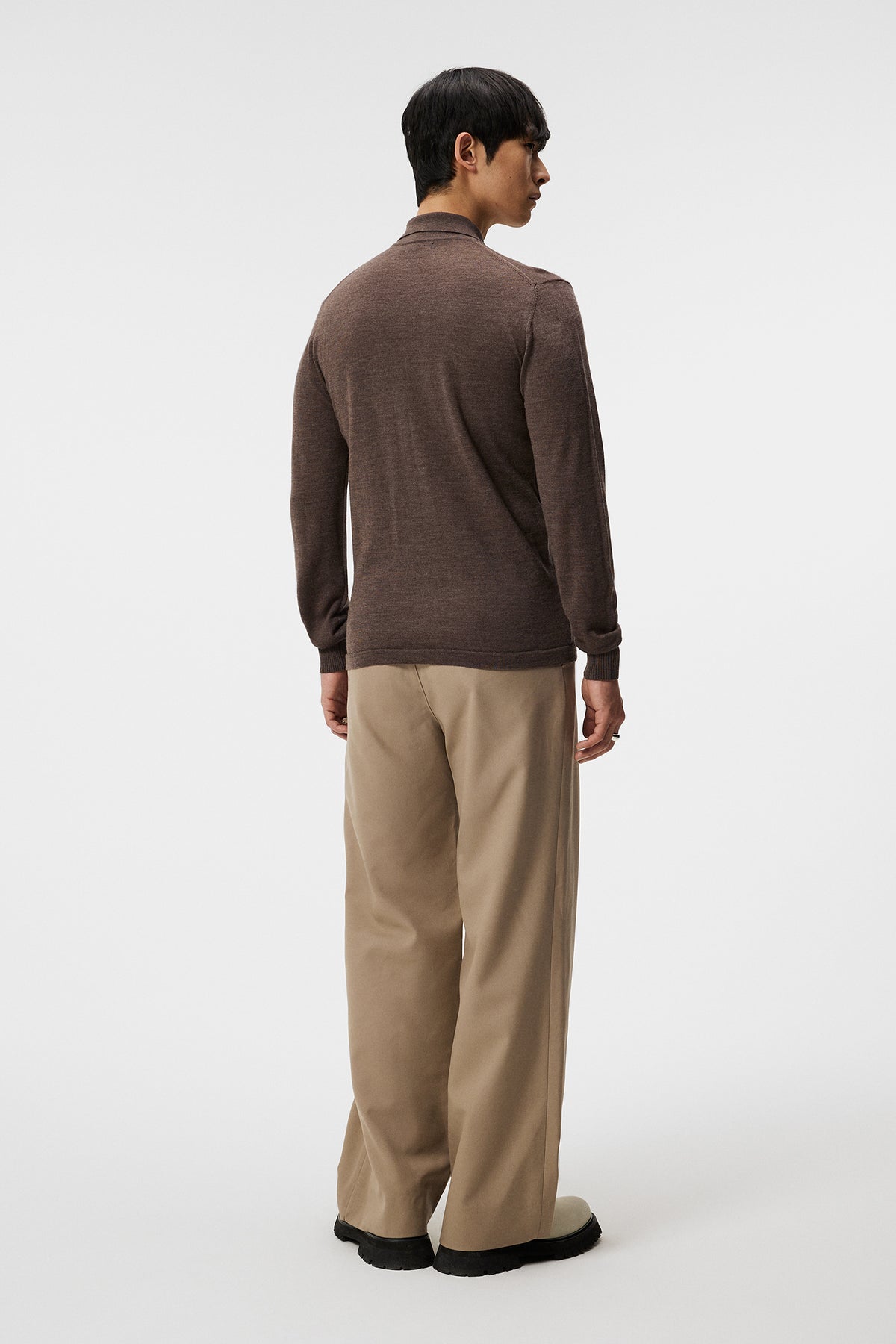 Nyle Light Merino Zip Cardigan / Walnut Melange