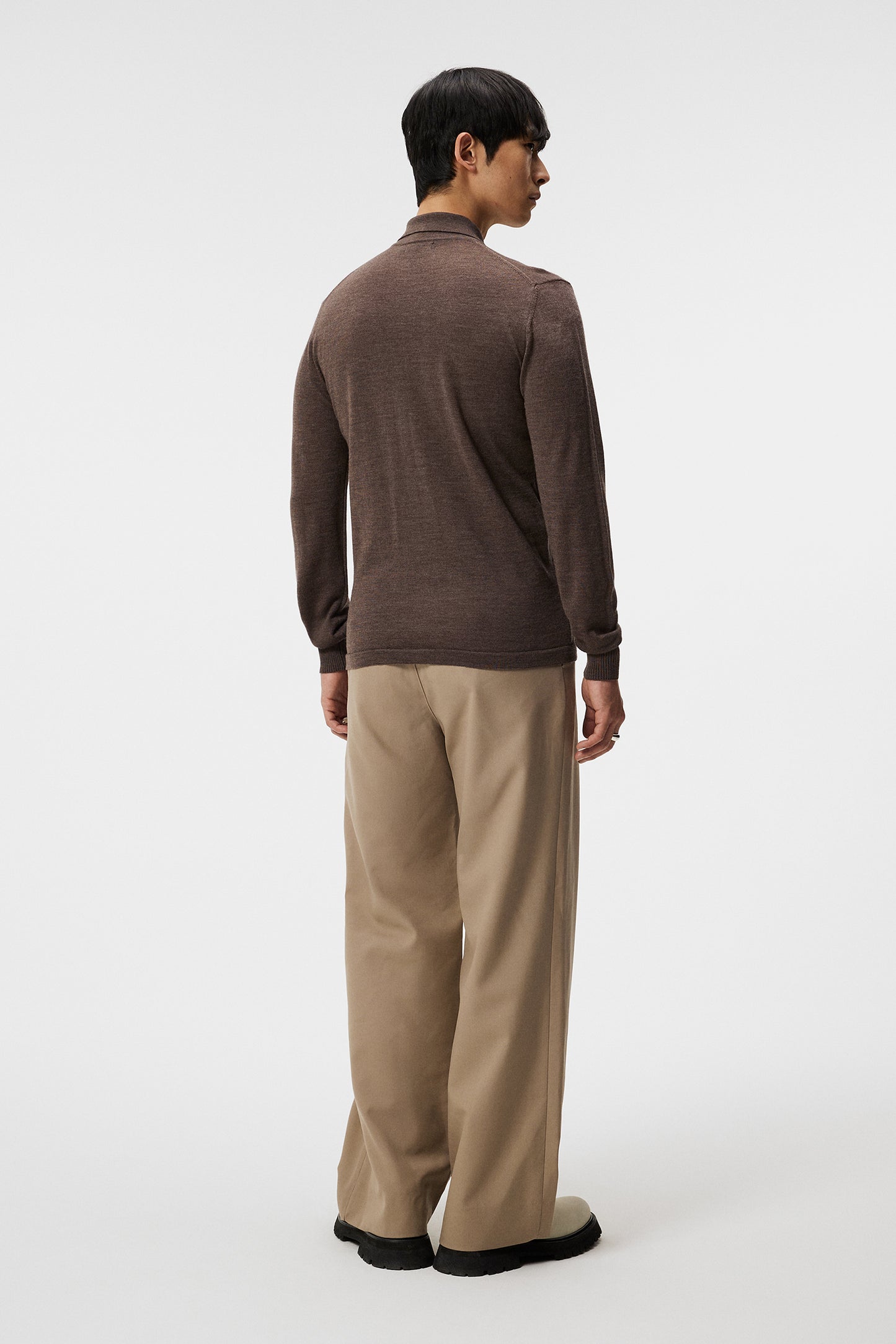 Nyle Light Merino Zip Cardigan / Walnut Melange