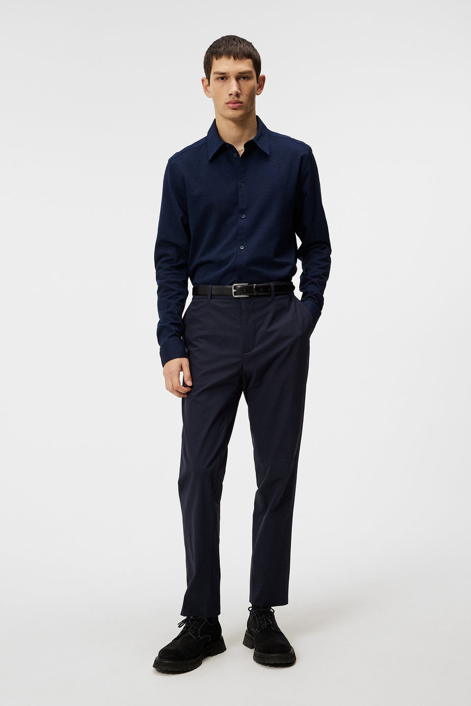 Marlon LS Jersey Slim Shirt / JL Navy