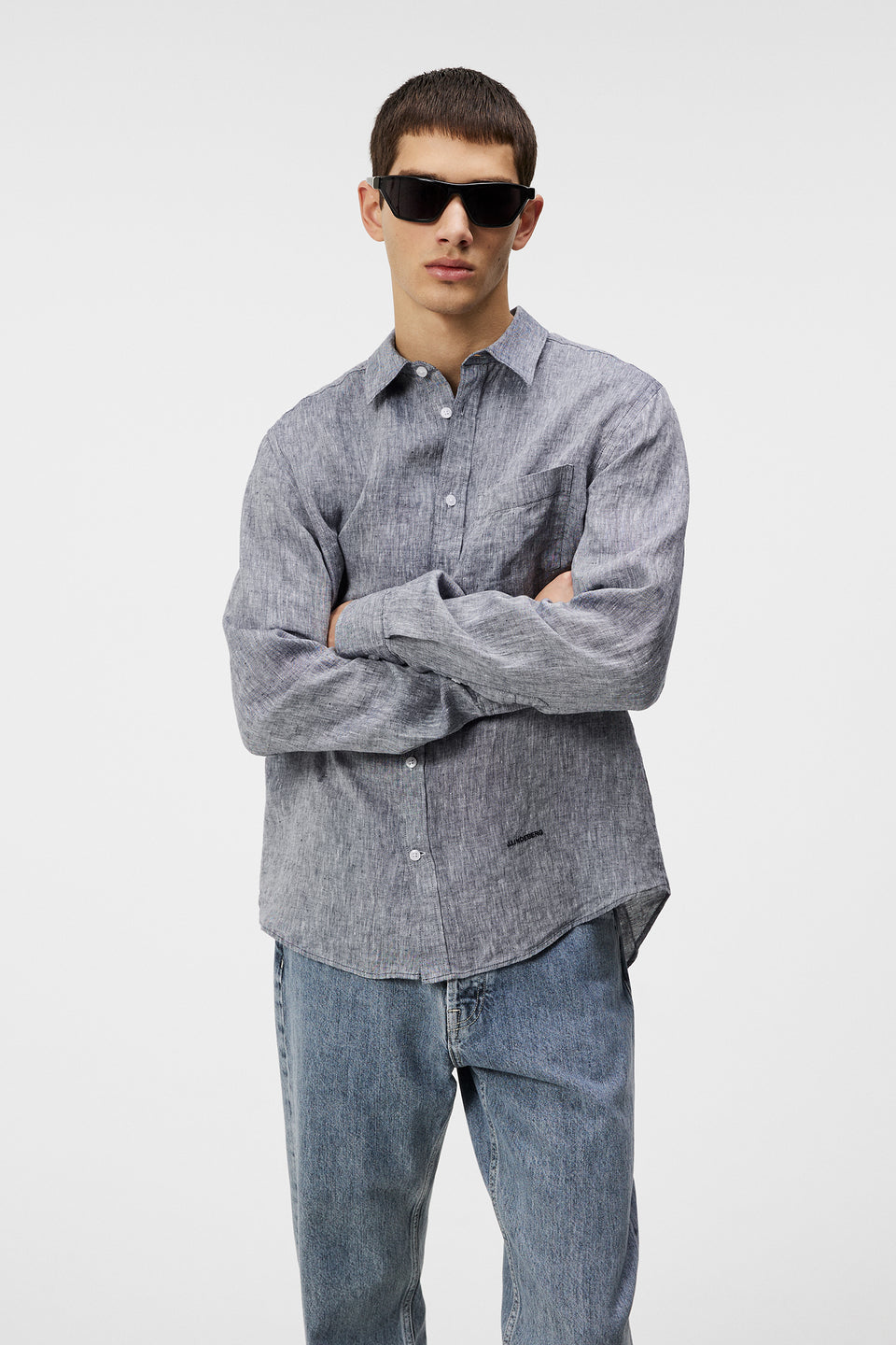 Slim LS Linen Melange Shirt / JL Navy