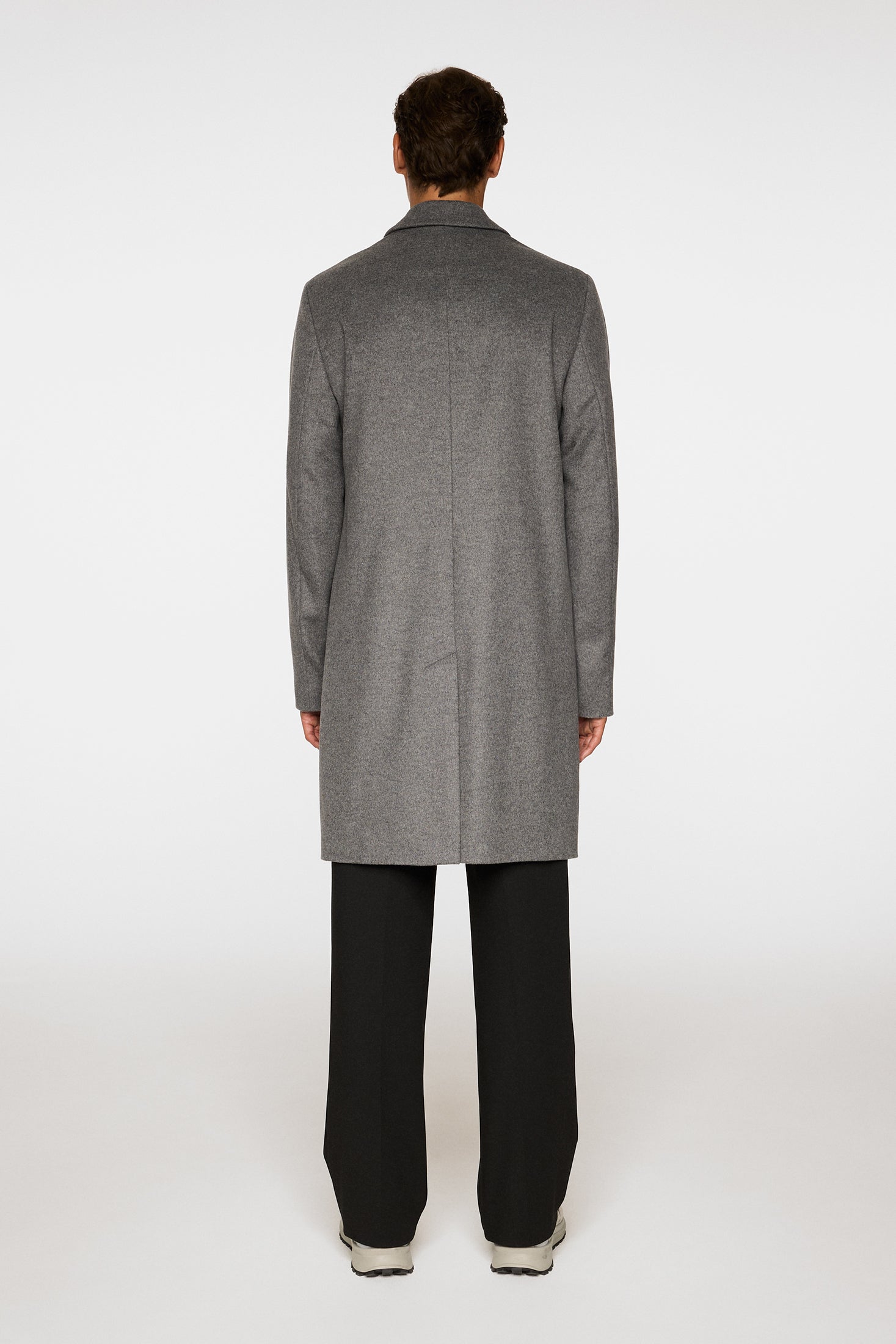 August Melton Cashmere Coat / Dark Grey Melange | J.Lindeberg Official