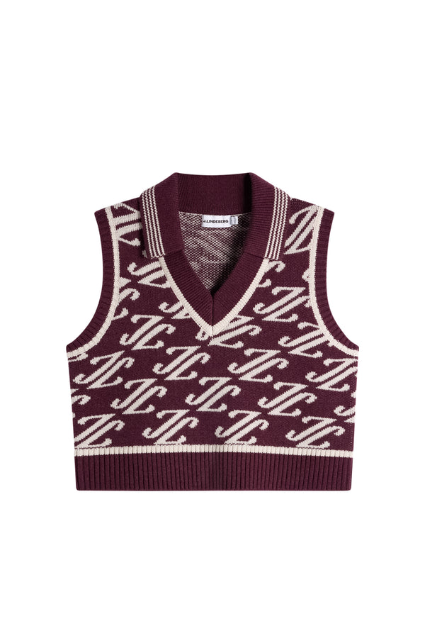 Phoebe Jacquard Knit Vest / Cardi Jacquard - Winetasting