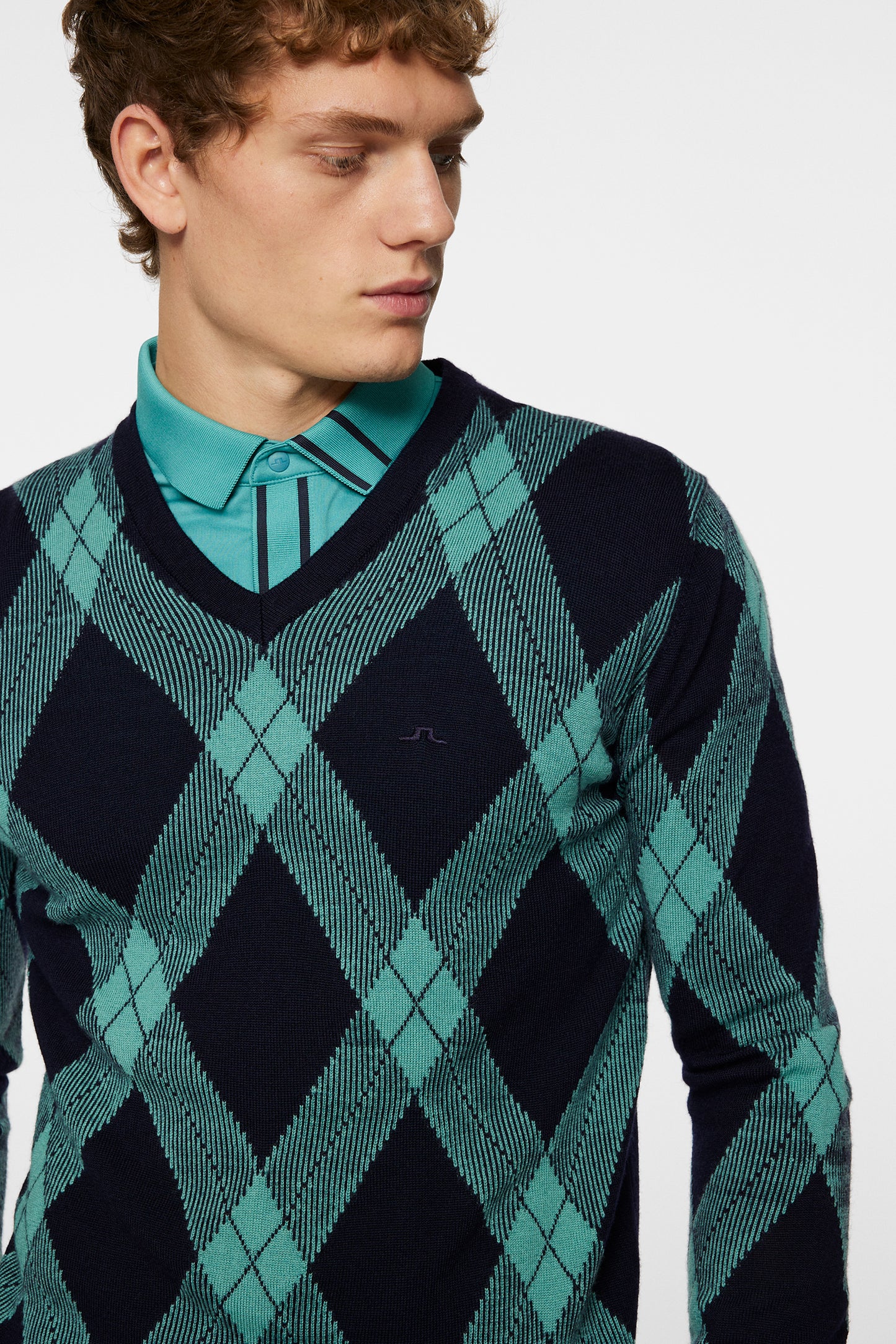 Billy V Neck Knit / Glenmuir Tartan Teal L