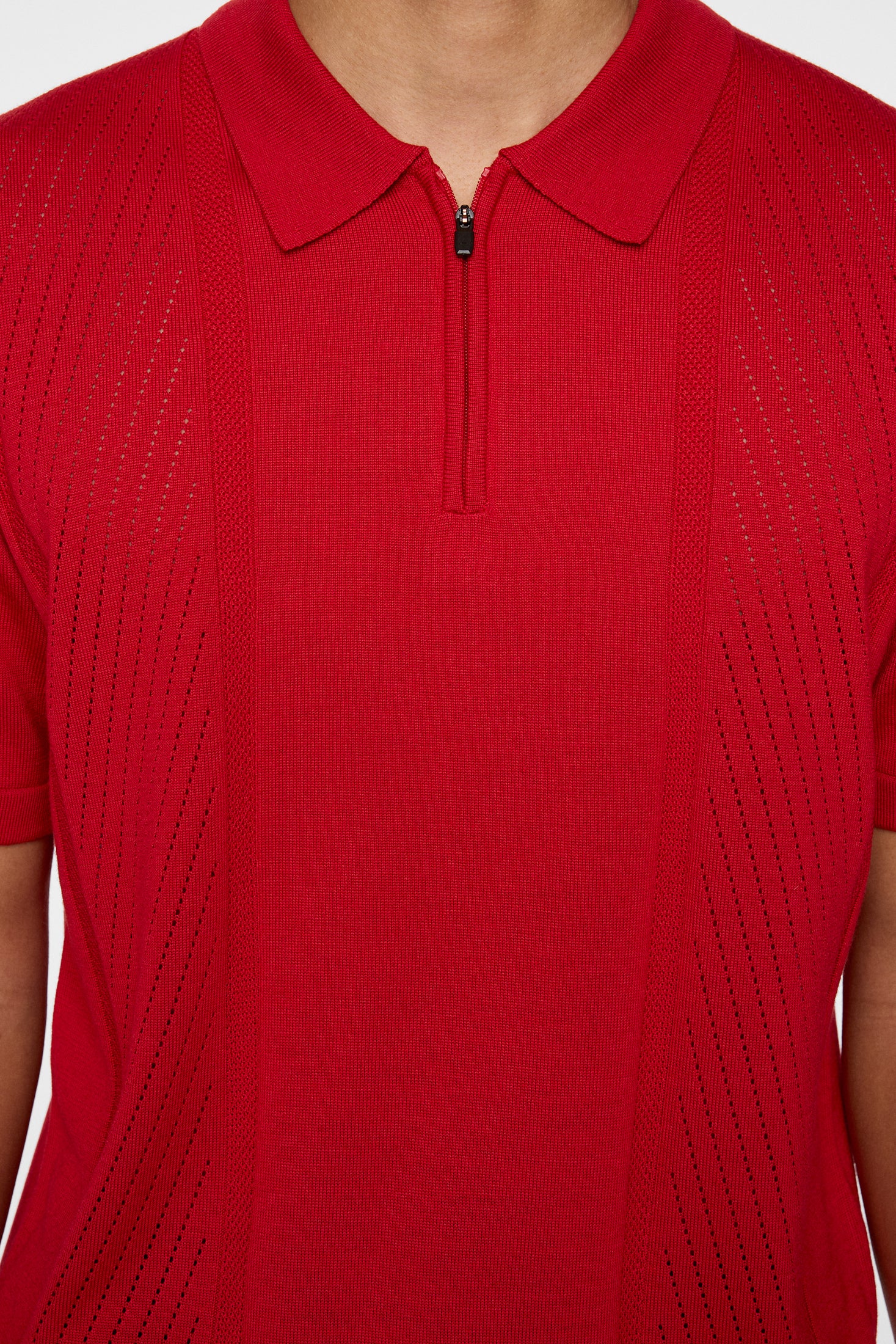 Remy Structure Zip Knit Polo / Barbados Cherry | J.Lindeberg Official