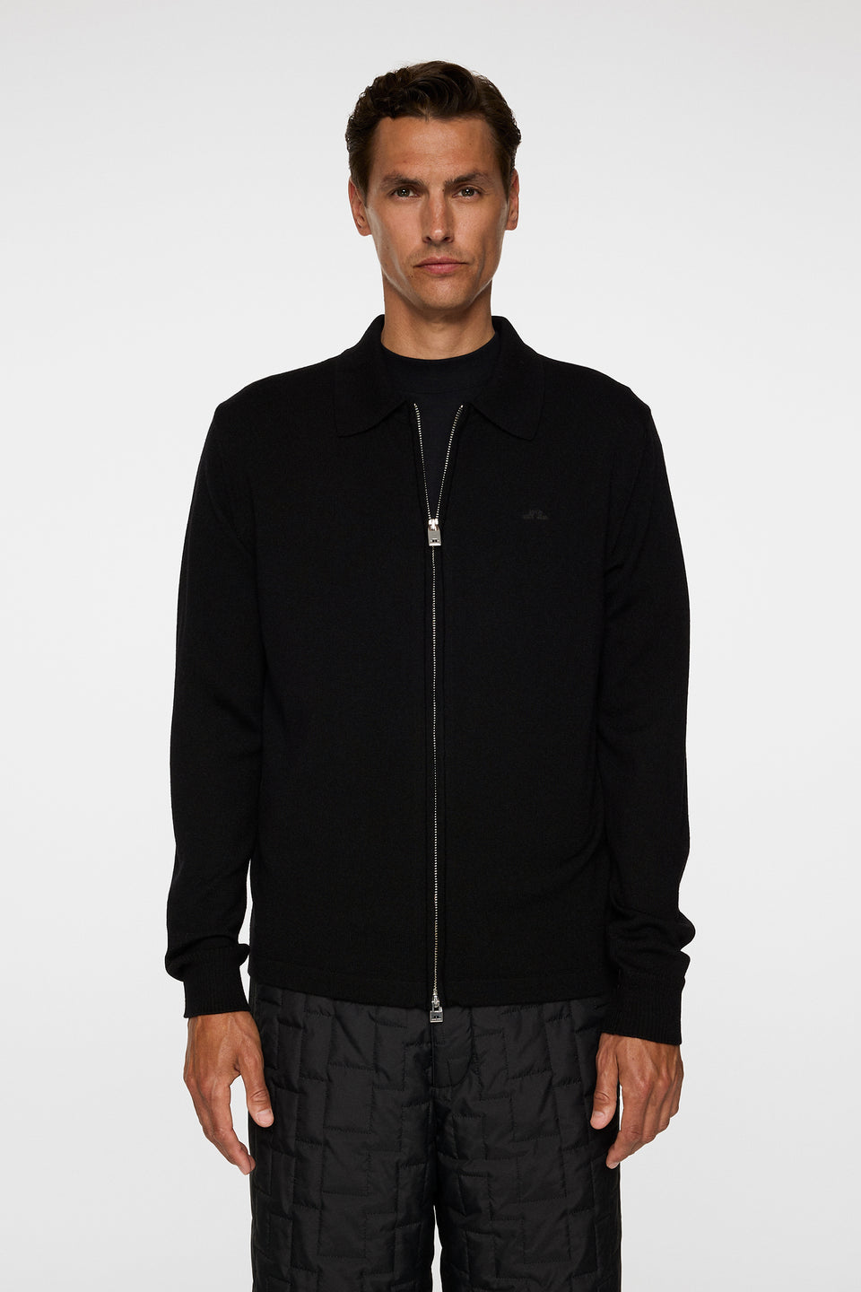Kaleb Merino Zip Cardigan / Black