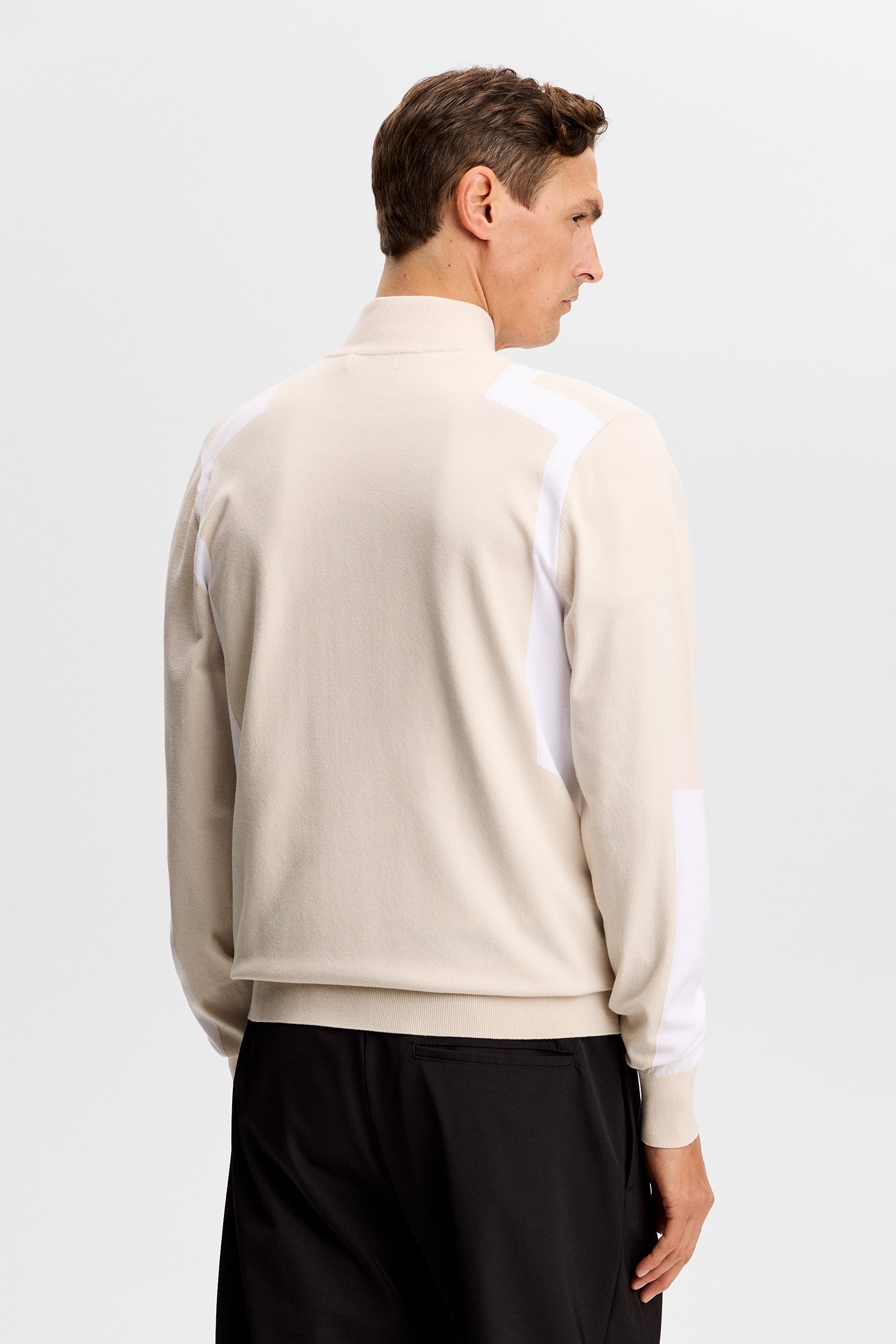 Kendrick Knitted Zip Sweater / Moonbeam | J.Lindeberg Official