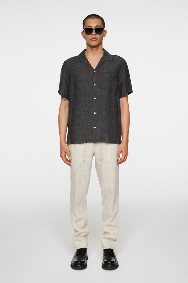 Elio Linen Melange Shirt / Black