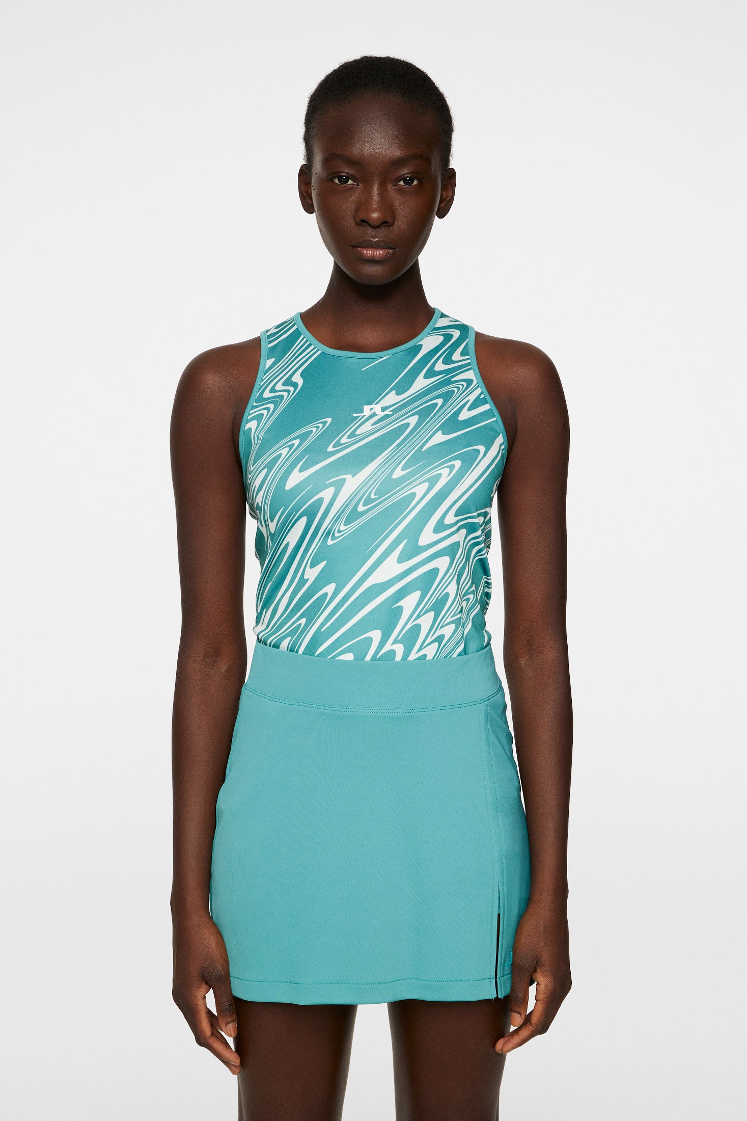 Delia Printed Tank Top / Liquify Teal L | J.Lindeberg Official