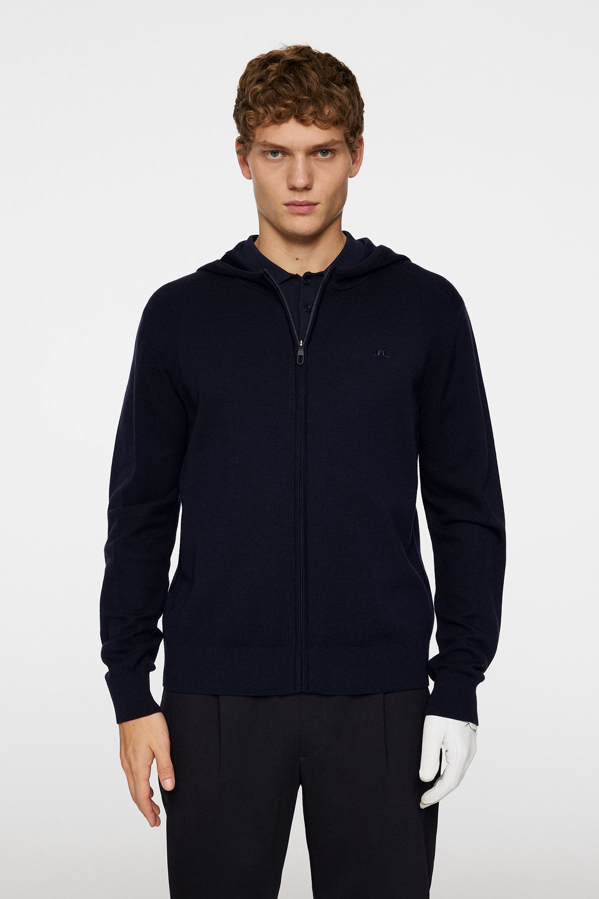 Cameron Hooded Knit Full Zip JL Navy –